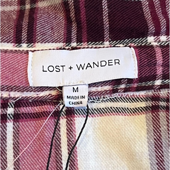 LOST + WANDER women plaid roll up sleeve shirt /size M - Picture 10 of 12